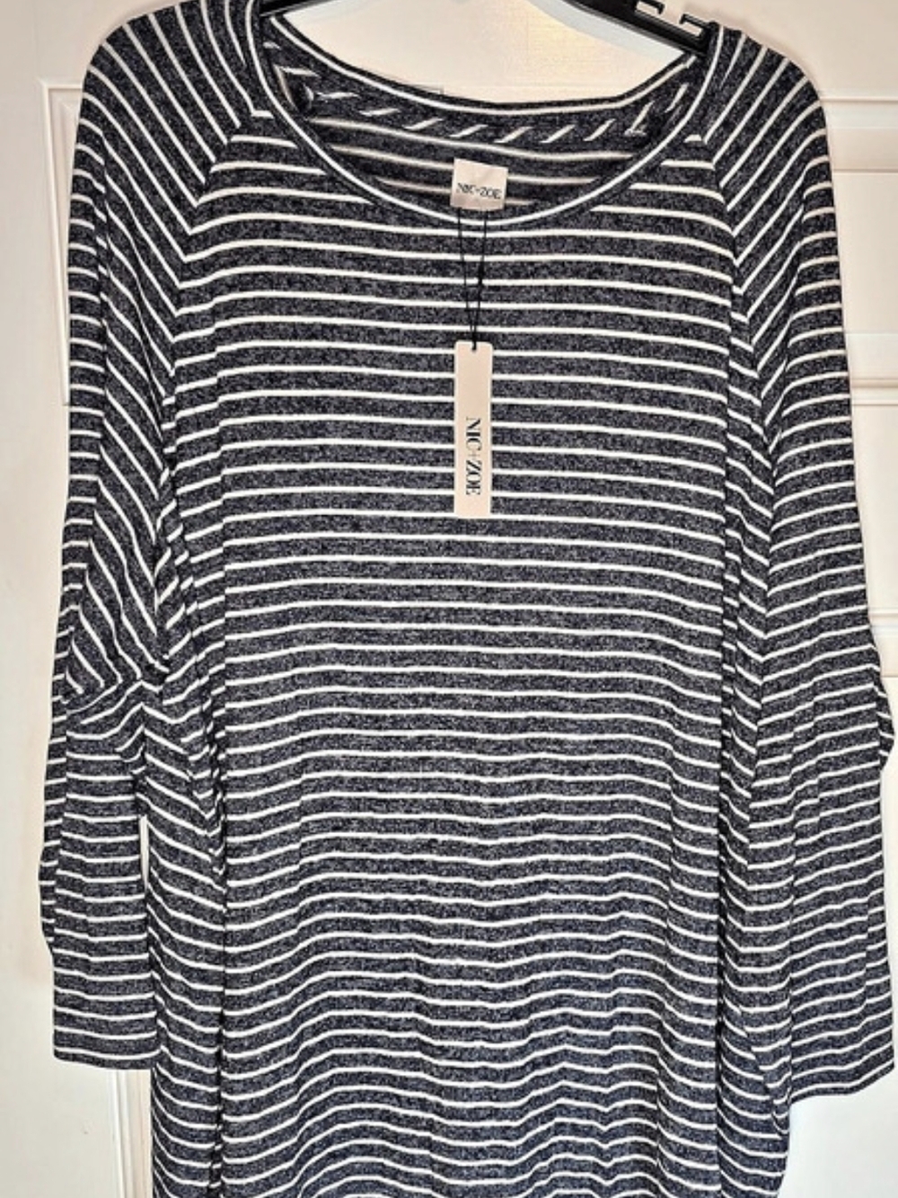 NWT NIC+ZOE Navy White Striped Long Sleeve